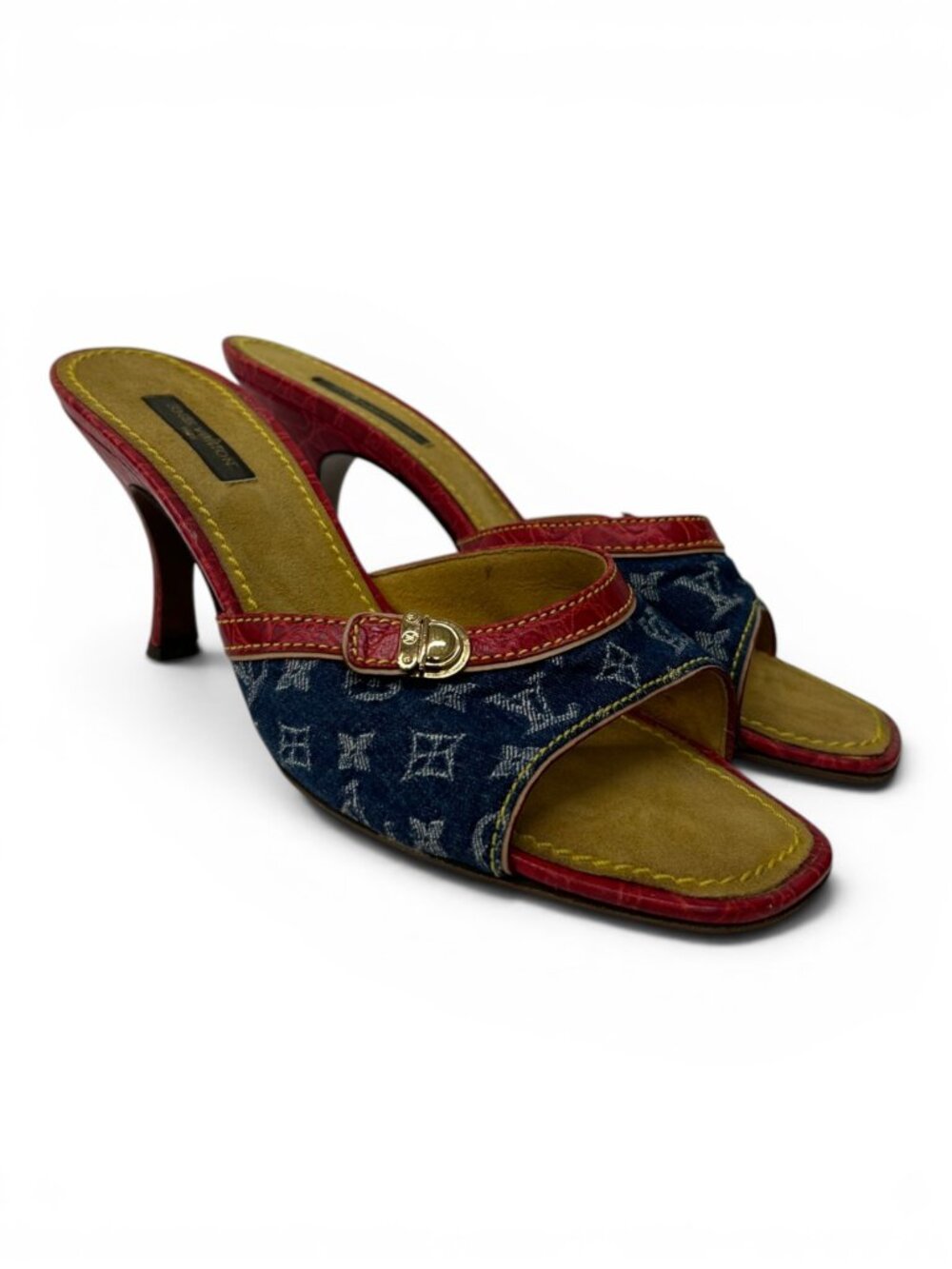 Vintage Louis Vuitton Monogram Denim Mules, Size 38.5 EU
